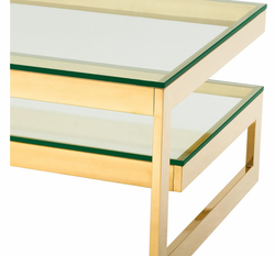 Casa Padrino Art Deco Luxury Coffee Table Gold Finish - Living Room Salon Table - 150 x 80 x H. 46 cm