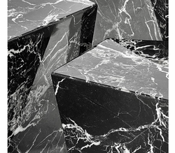 Casa Padrino Art Deco Luxury Coffee Table Set of 3 Faux Marble Black 52 x 37.5 x H. 40/35/30 cm