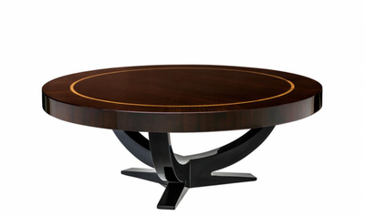 Casa Padrino Art Deco Luxury Coffee Table round Eucalyptus Veneer Diameter 100 x H. 38 cm