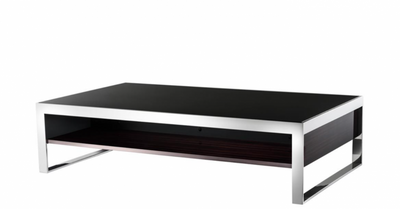 Casa Padrino Art Deco Luxury Coffee Table Ebony Veneer 140 x 80 x H. 35 cm - High Gloss Living Room Table