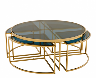 Casa Padrino Tavolino da salotto di lusso Art Déco - Finitura Oro - 99,5 x H. 40,5 cm - Elegante mobile da soggiorno