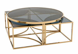 Casa Padrino Tavolino da salotto di lusso Art Déco - Finitura Oro - 99,5 x H. 40,5 cm - Elegante mobile da soggiorno