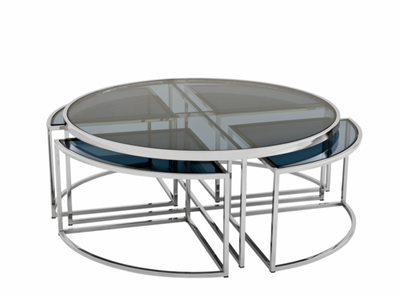 Casa Padrino Art Deco Luxury Coffee Table - Living Room Table in Polished Stainless Steel and Glass - 99.5 x H. 40.5 cm