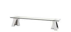 Casa Padrino Tavolino da salotto di lusso Art Déco 190 x 45 x H. 36 cm - Acciaio inox lucido e vetro
