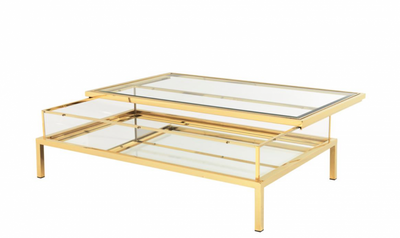 Casa Padrino Luxury Art Deco Designer Coffee Table Gold 140 x 85 x H. 41 cm