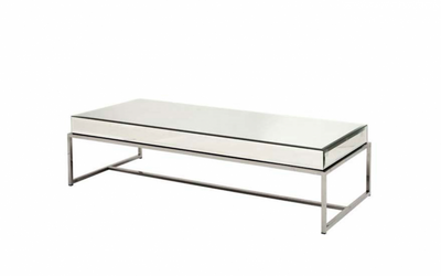 Casa Padrino Luxury Art Deco Designer Coffee Table - Living Room Table in Polished Stainless Steel and Mirror Glass - 150 x 70 x H. 40 cm