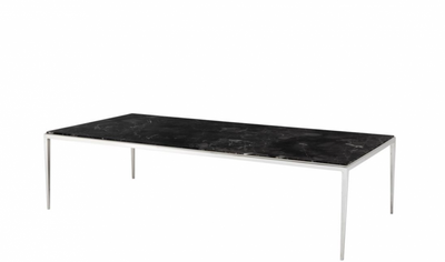 Casa Padrino Luxury Art Deco Designer Coffee Table Nickel with Marble Top - 160 x 78 x H. 40 cm