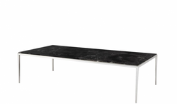 Casa Padrino Tavolino da salotto di lusso Art Déco in nichel con piano in marmo - 160 x 78 x H. 40 cm