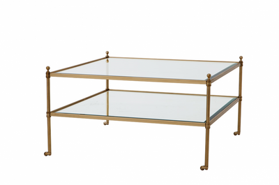 Casa Padrino Luxury Art Deco Designer Coffee Table Brass, Square Living Room Table, 78 x 78 x H. 44 cm