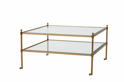 Casa Padrino Mesa de centro de lujo Art Déco en latón, Mesa de salón cuadrada, 78 x 78 x H. 44 cm