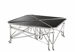 Casa Padrino Mesa de centro de lujo Art Déco - Latón y granito - Plata antigua / Negro - 89 x 63 x H. 42 cm