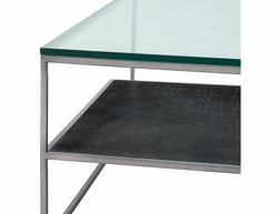 Casa Padrino Luxury Art Deco Designer Coffee Table - Square Salon Table in Black Nickel and Oak Veneer, 90 x 90 x H. 38 cm
