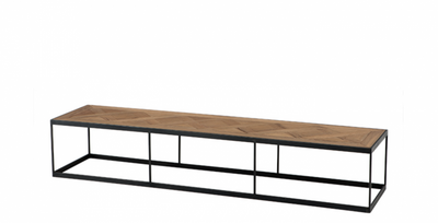 Casa Padrino Tavolino da salotto di lusso Art Déco - Metallo e legno di quercia - Zinco / Parquet rovere - 90 x 45 x H. 35 cm