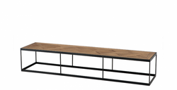 Casa Padrino Luxus Art Deco Designer Couchtisch - Metall & Eichenholz - Zink / Eichenparkett - 90 x 45 x H. 35 cm