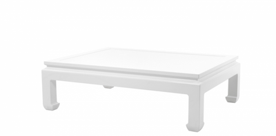 Casa Padrino Tavolino da salotto di lusso Art Déco in legno di mogano bianco piano - 160 x 120 x H. 49 cm