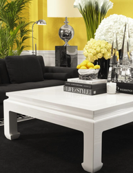 Casa Padrino Luxury Art Deco Designer Coffee Table in Mahogany Wood Piano White - 160 x 120 x H. 49 cm