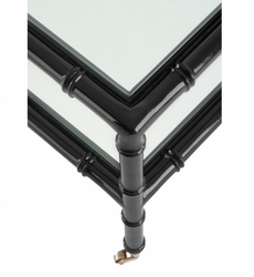 Casa Padrino Luxury Art Deco Designer Teak Wood Coffee Table in Piano Black, 89 x 89 x H. 43 cm
