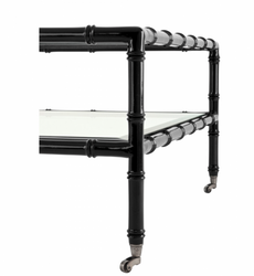 Casa Padrino Luxury Art Deco Designer Teak Wood Coffee Table in Piano Black, 89 x 89 x H. 43 cm
