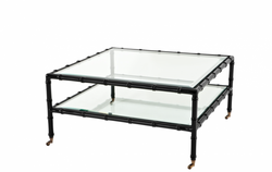 Casa Padrino Luxury Art Deco Designer Teak Wood Coffee Table in Piano Black, 89 x 89 x H. 43 cm