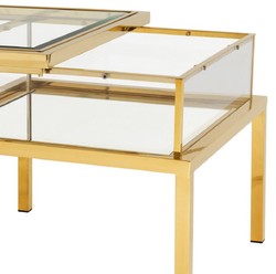 Casa Padrino table d'appoint de luxe or 65 x 65 x H. 55,5 cm - Table d'appoint carrée en acier inoxydable avec plateau en verre - Collection de luxe