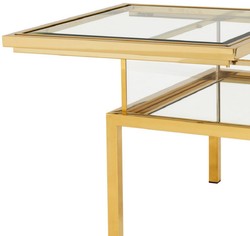 Casa Padrino table d'appoint de luxe or 65 x 65 x H. 55,5 cm - Table d'appoint carrée en acier inoxydable avec plateau en verre - Collection de luxe