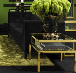 Casa Padrino table d'appoint de luxe or 65 x 65 x H. 55,5 cm - Table d'appoint carrée en acier inoxydable avec plateau en verre - Collection de luxe