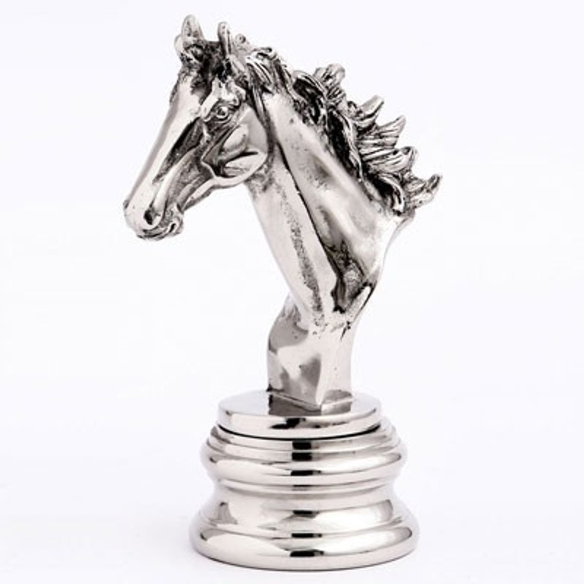 Casa Padrino Figurine horse on pedestal, aluminum, nickel-plated 15.5 x 10 x H23 cm - precious & sumptuous Casa Padrino Figurine horse on pedestal, aluminum, nickel-plated 15.5 x 10 x H23 cm - precious & sumptuous