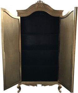 Casa Padrino Barock Kleiderschrank Gold, massives Buchenholz, B 110 x H 230 x T 53 cm, Antik Stil Schlafzimmerschrank