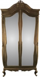Casa Padrino Armadio Barocco Oro, Legno di Faggio Massiccio, L 110 x A 230 x P 53 cm, Mobile da Camera Stile Antico