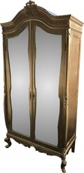 Casa Padrino Armadio Barocco Oro, Legno di Faggio Massiccio, L 110 x A 230 x P 53 cm, Mobile da Camera Stile Antico