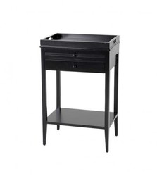 Casa Padrino Tavolino Art Déco di Lusso in Legno di Mogano e Gmelina - Nero, 52 x 36 x H. 82 cm