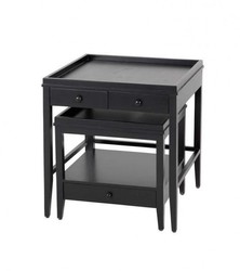 Casa Padrino Table d'appoint de luxe design Art Déco lot de 2 en acajou et bois de Gmelina noir - 57 x 55 x H. 61 cm / 47 x 45 x H. 45 cm