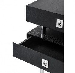 Casa Padrino Tavolino di design di lusso Art Déco - Acciaio lucido e impiallacciatura di rovere nero - 50 x 44,5 x H. 79 cm