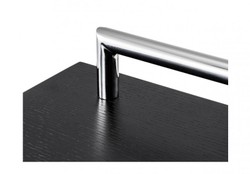 Casa Padrino Tavolino di design di lusso Art Déco - Acciaio lucido e impiallacciatura di rovere nero - 50 x 44,5 x H. 79 cm