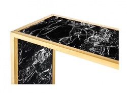 Casa Padrino Luxury Console Table Gold with Black Faux Marble - 150 x 40 x H. 75 cm