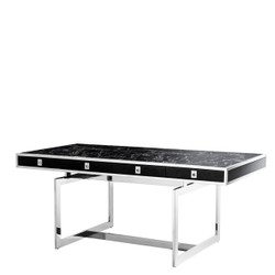 Casa Padrino Luxury Console Table - Elegant Console in Stainless Steel & Black Faux Marble - 190 x 90 x H. 74.5 cm Casa Padrino Luxury Console Table - Elegant Console in Stainless Steel & Black Faux Marble - 190 x 90 x H. 74.5 cm