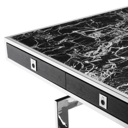 Casa Padrino Luxury Console Table - Elegant Console in Stainless Steel & Black Faux Marble - 190 x 90 x H. 74.5 cm Casa Padrino Luxury Console Table - Elegant Console in Stainless Steel & Black Faux Marble - 190 x 90 x H. 74.5 cm