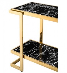 Casa Padrino Luxury Console Table Gold 150 x 40 x H. 76 cm - Stainless Steel and Faux Marble