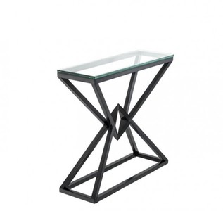 Casa Padrino Luxus Konsole aus rostfreiem Stahl und Glas in Bronze 90 x 30 x H. 82 cm