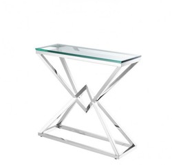 Casa Padrino Luxury Console Table in Polished Steel and Clear Glass 90 x 30 x H. 82 cm