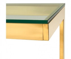 Casa Padrino Luxury Console Table Gold 160 x 45 x H. 76 cm - Modern Stainless Steel and Glass Furniture