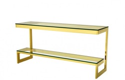 Casa Padrino Luxury Console Table Gold 160 x 45 x H. 76 cm - Modern Stainless Steel and Glass Furniture