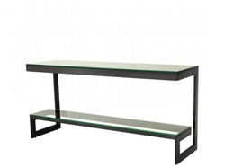 Casa Padrino Consola de Lujo Bronce 160 x 45 x H. 76 cm - Mueble de Acero Inoxidable y Cristal