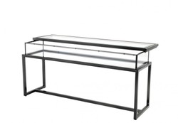 Casa Padrino Console de Luxe Bronze 160 x 45 x H. 77 cm - Meuble Art Déco en Acier Inoxydable et Verre