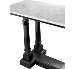 Casa Padrino Luxury Console Table in Mahogany Wood Black with White Marble Top 160 x 50 x H. 81 cm