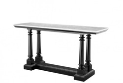 Casa Padrino Luxury Console Table in Mahogany Wood Black with White Marble Top 160 x 50 x H. 81 cm