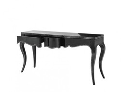 Casa Padrino Luxury Mahogany Console Table in Piano Black and Nickel, 163 x 46,5 x H. 83 cm