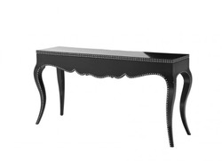 Casa Padrino Luxury Mahogany Console Table in Piano Black and Nickel, 163 x 46,5 x H. 83 cm