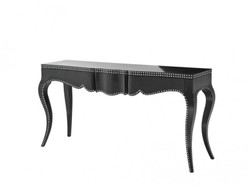 Casa Padrino Luxury Mahogany Console Table in Piano Black and Nickel, 163 x 46,5 x H. 83 cm