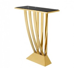 Casa Padrino Luxury Console Table Gold with Black Marble Art Deco Style 70 x 30 x H. 92.5 cm